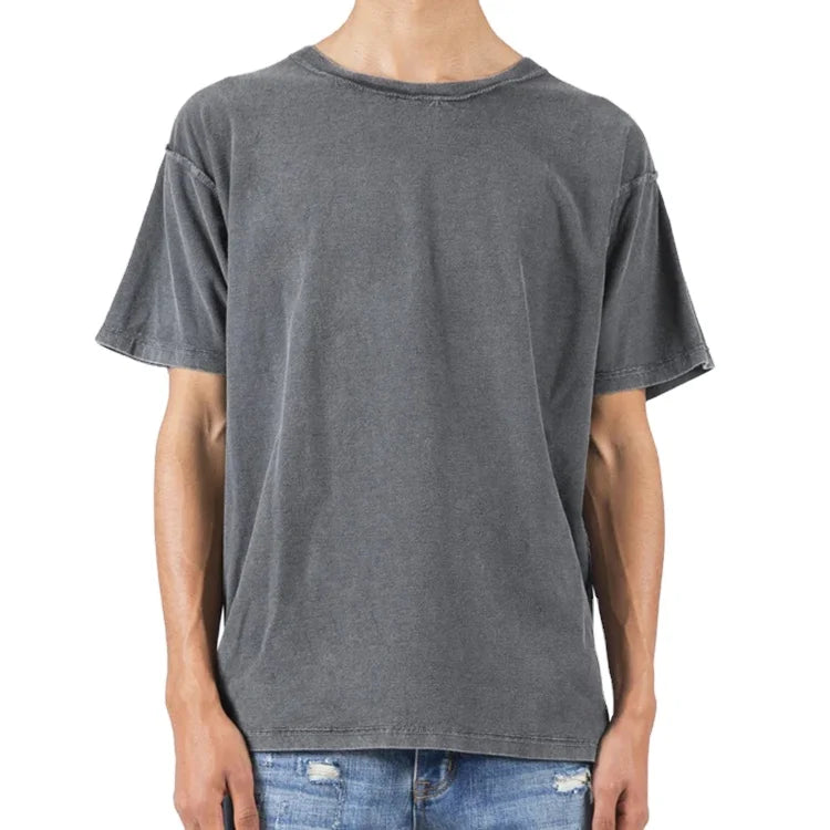 Men's 100% Cotton Luxury Loose Oversized Rib Crew Neck Plain Tee Custom Logo Blank T-shirt Solid Pattern Men's Oversized T-shirt