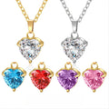 Love Heart Diamond 18k Gold Plated Stainless Steel 8MM 3A Zircon Heart Pendant Necklace Wholesale
