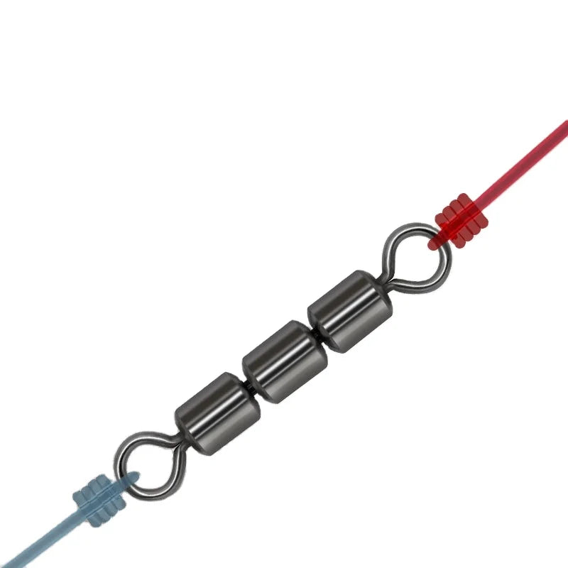 High Speed 14#-1/0 Fishing Swivels Fishing Tackle High Strength Brass Connector 3 Barrel Rolling Chain Accessories