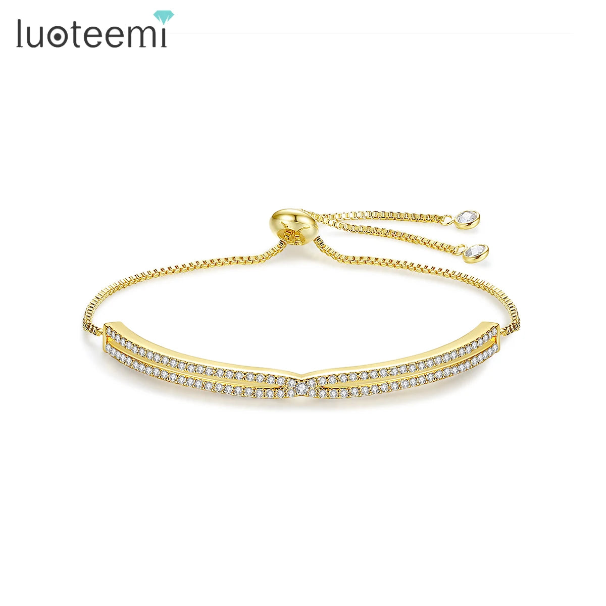LUOTEEMI 2026 Female Fashion Statement Accessory Indian Dainty Zirconia Bangle Accessory