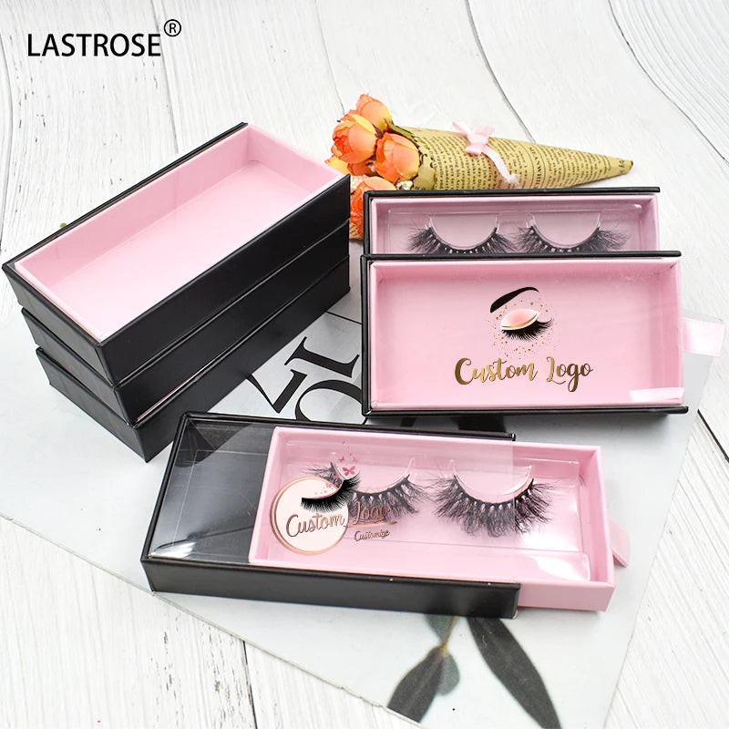 Wholesale Eyelash Packaging Box Black&pink Lash case Private Label Eye Lash Box for Faux Mink Lashes