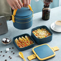 Square Plastic Lunch Box Microwave Oven Safe Food Storage Container Meal Prep Lunch Bento Box with Spoon Handle