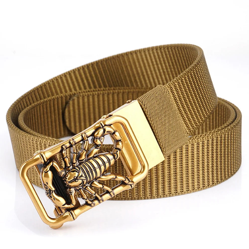 Customized logo Belt Automatic Metal Plastic Buckle Nylon Canvas Men Waist Duty Combat Outdoor Waist Belt Tactical Belt for Men