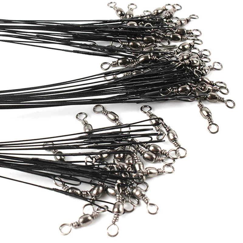 Anti Bite Steel Fishing Line Stainless Steel Wire Leader With Swivel Pin Connector Fishing Lead Line Rope