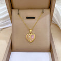 Collar De Acero Inoxidable 18k Gold Plated Stainless Steel CZ Heart Flower Necklace Zircon Love Necklace Waterproof Jewelry