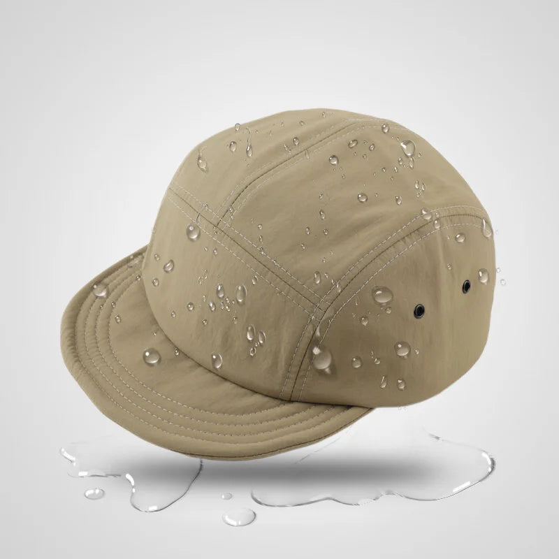 Quick Shipment 5 Panel Waterproof Nylon Flexible Soft Brim Blank Black Camp CapAdjustable Strap Duckbill Trail Running Hat