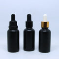 30ml Frosted Matte Black Glass Roll-on Bottle with Aluminum Cover Essential Oil Simple Style Screw Cap Sealing
