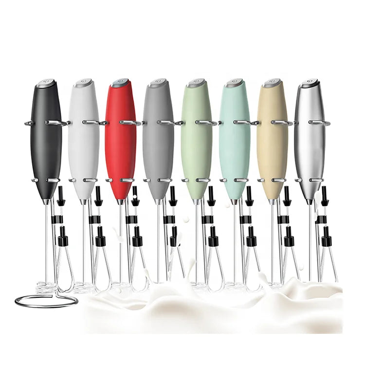Wholesale Automatic Foam Handheld Stainless Steel Black Cordless Milk Frother Coffee Mixer Blender Custom Logo