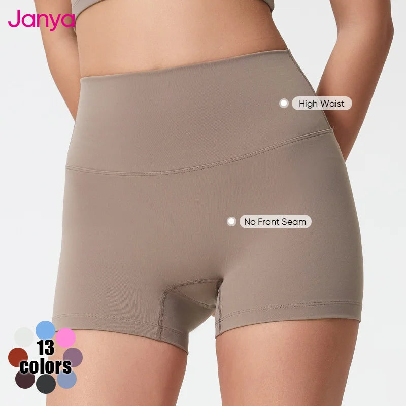 Janya Wholesale Women's XS Size Gym Fitness Shorts Summer Workout Wear Brushed Hot Shorts No Front Seams High Waist Yoga Shorts