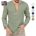 Clearance Sales Hot Selling Wholesale Fashion Casual Slim Brand V Neck Solid Color Long Sleeves T Shirt for Men