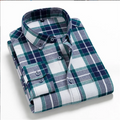 Manufacturers Wholesale Men's Wool 100% Cotton Plaid Shirt Male Korean Casual Loose Long-sleeved Casual Shirt