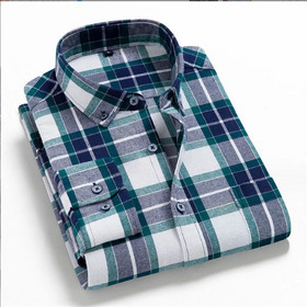 Manufacturers Wholesale Men's Wool 100% Cotton Plaid Shirt Male Korean Casual Loose Long-sleeved Casual Shirt