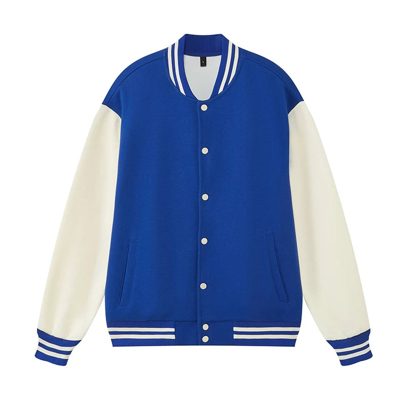 EH-052 Blank V-neck Button up Cotton 330 Gsm Varsity Jackets Letterman Jackets Custom Baseball Letterman Bomber Jacket