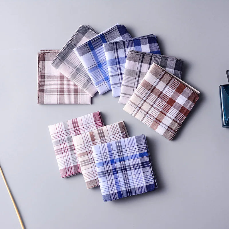 High Quality Square Scarf Mens Soft Hanky Striped Printed 100% Cotton Handkerchiefs for Men 38x38cm Woven Custom Logo OEM/ODM