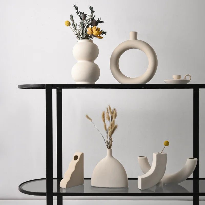Geometric Shaped Ceramic Vase in Bohemian Style for Home Decoration Suitable for Living Room Decoration Vases