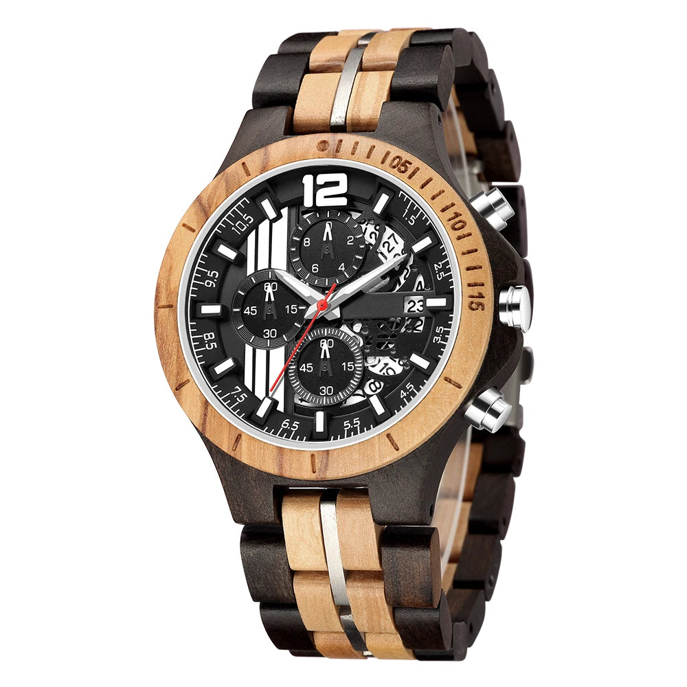 Custom Multifunctional Quartz Movement Wooden Men Watches Wholesale Wood Watch