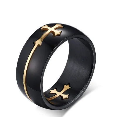 Suitable Men Religious Serenity Prayer Detachable Cross Design Stainless Steel Ring Jewelry for Christian