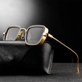 2023 New Sunglasses Men's Retro Thick Frame Sunglasses Custom Logo Edge Metal Square Frame Trend Sunglasses