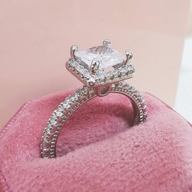 Cross-Border European and American Micro-Set Cubic Zirconia Diamond Ring Simulated