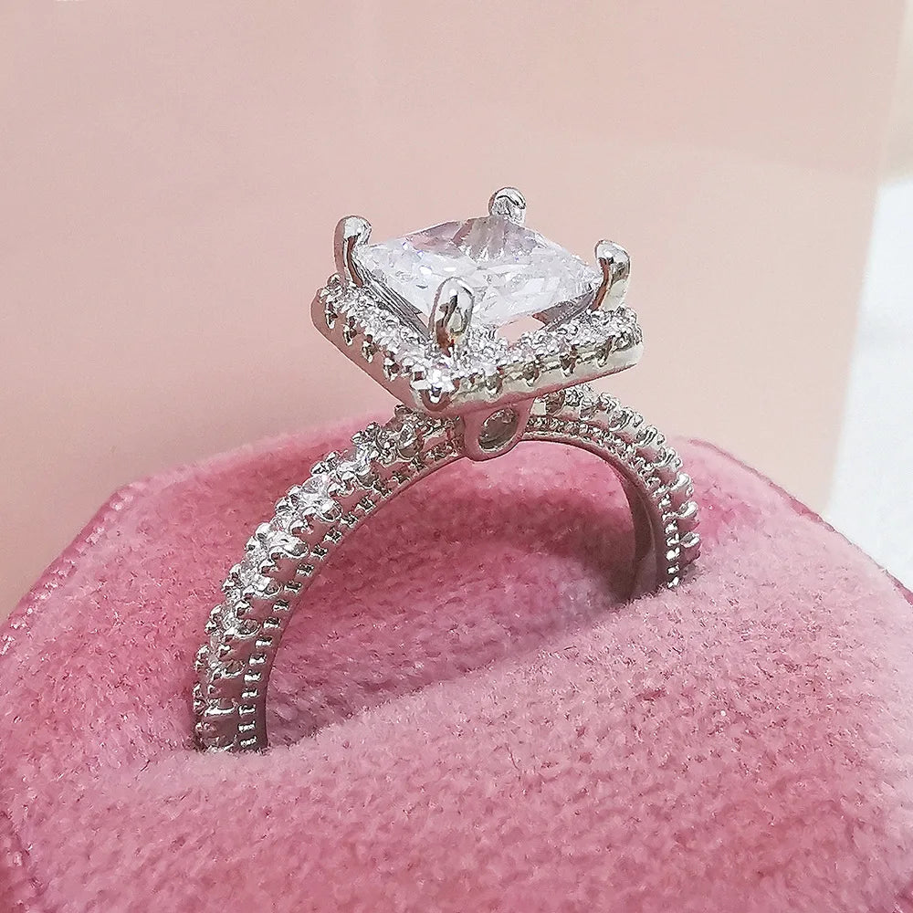 Cross-Border European and American Micro-Set Cubic Zirconia Diamond Ring Simulated