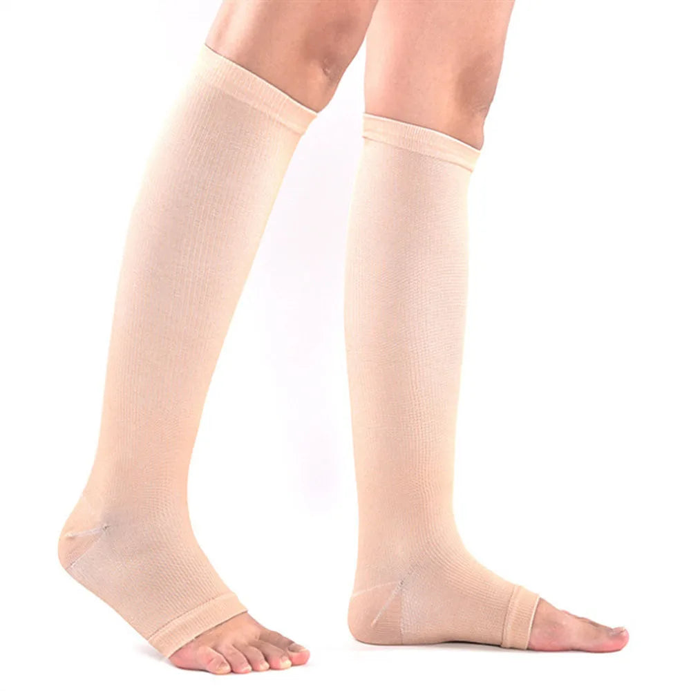 Open Toe Compression Socks Unisex Varicose Veins Knee High Medical Nurse Socks Medias De Compression