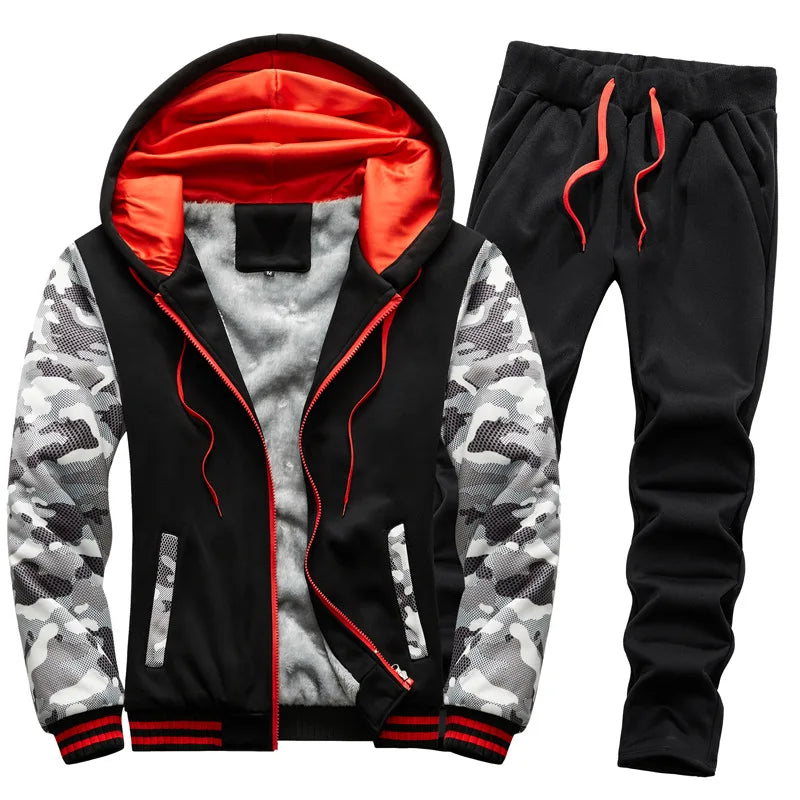 With Soft Nap Track Suit to Keep Warm Portable Track Suit for Men Zippered Jogging Suit