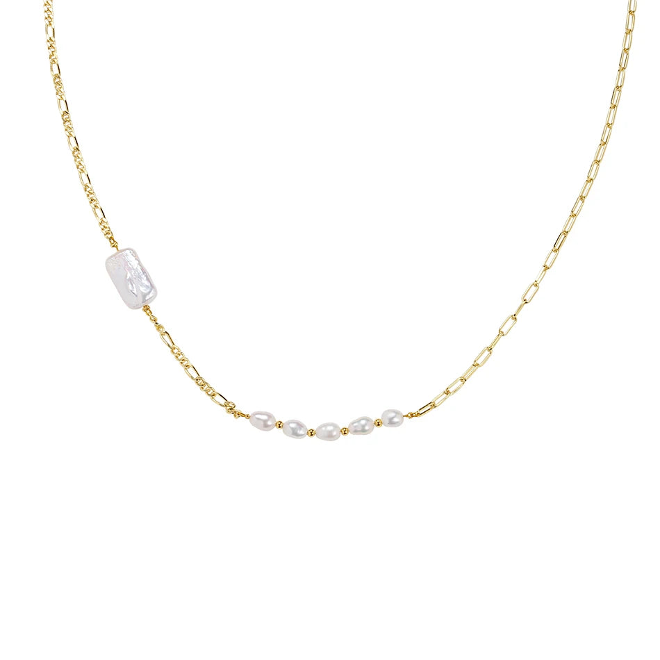 Popular 925 Silver Jewelry New Arrival 18k Gold Vermeil Freshwater Pearl Chain Necklace for Women