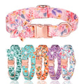 Designer Custom Logo Pet Dog Cat Collars Adjustable Cotton with Hardware Buckle Personalized Dog Leash and Collar