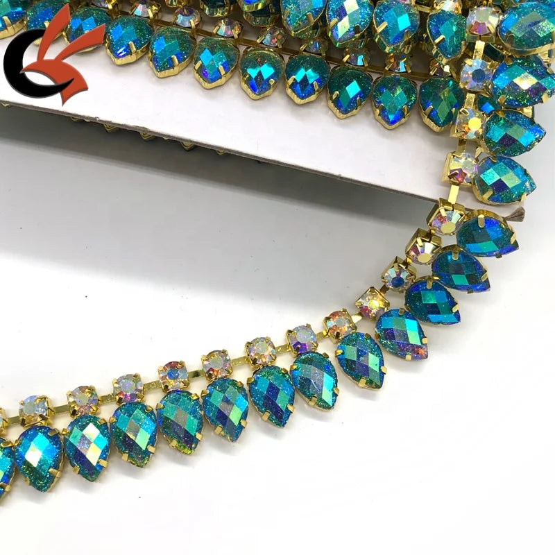 Carnival Dress Decoration Sparkle Rhinestone Cup Chain Beaded Trimming