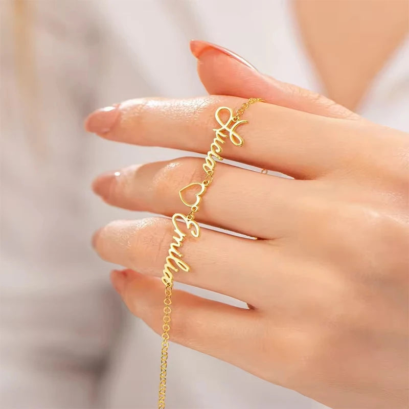 New North Custom Name Charm Bracelet Stainless Steel Jewelry Personalized Custom Letter Pendant Couple Bracelet for Women Gift
