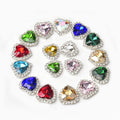 Flatback Heart Shape Glass Rhinestone Button Applique Silver Claw Sew on Crystals for Clothes Shoes Bags Decoration Accessories