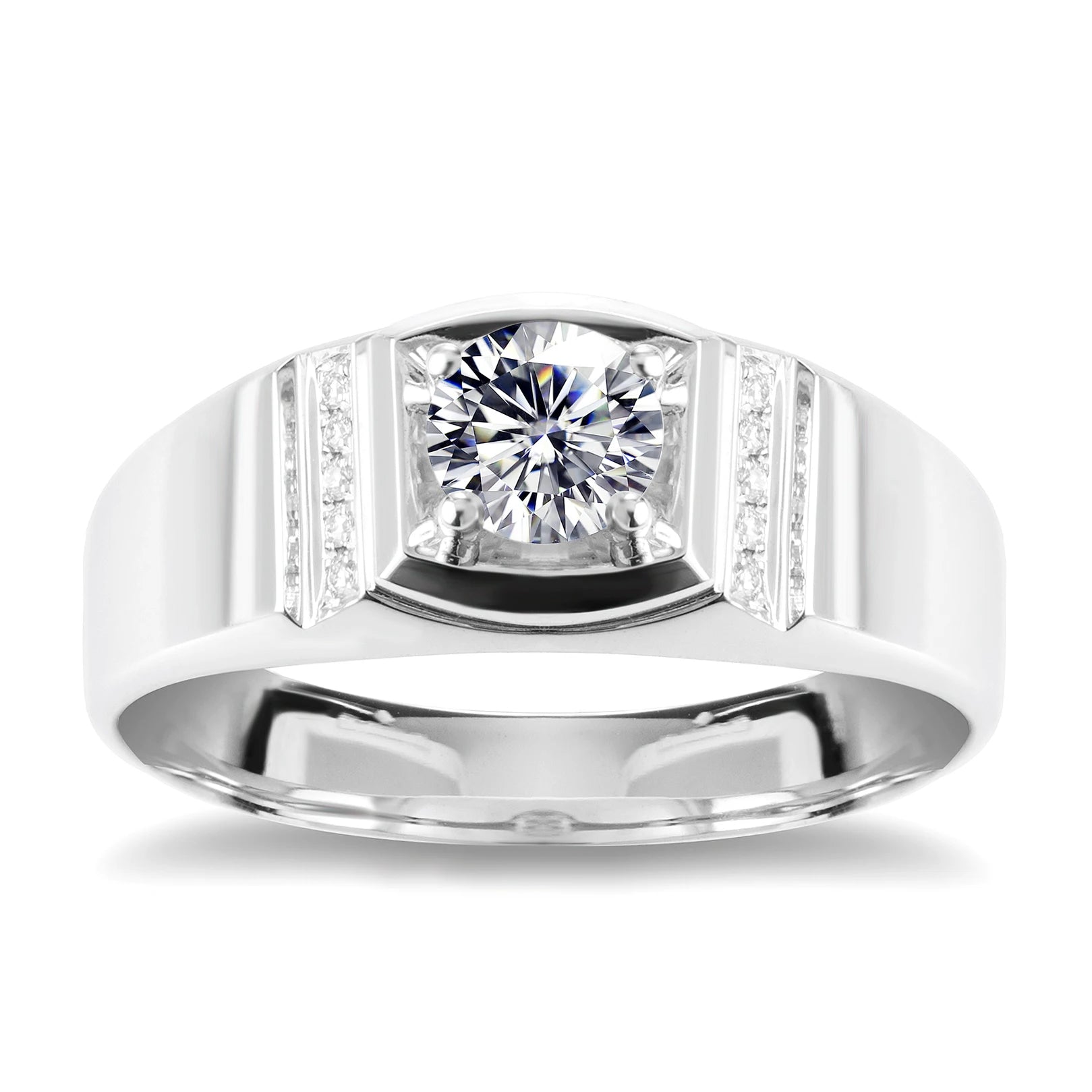 Messi Jewelry Rings Wedding Jewellery 18k White Gold Jewelry Party Gift  Simple Men Moissanite Ring