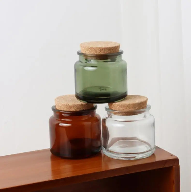 100ml Empty Amber Green Clear Glass Candle Jars With Cork Lid DIY Candles Cup Vessel Containers Packaging