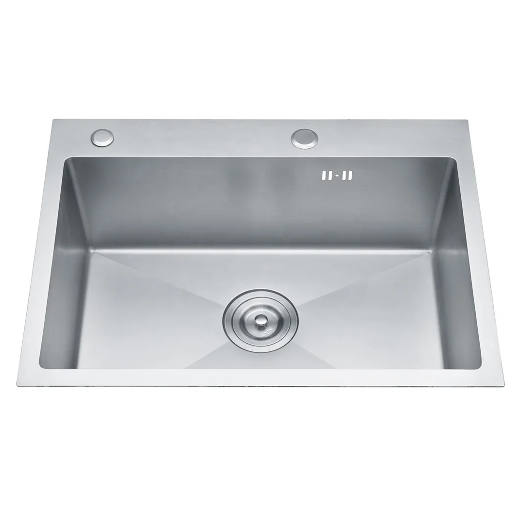 2024 Best Price Undermount 304 Stainless Steel Square One Hole Without Faucet Single Bowl Handmade Kitchen Sink