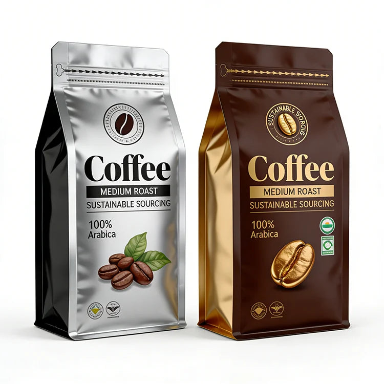 Cheap Coffee Bean Packing Pouch Custom Packaging Luxury Coffee Recycled Flat Bottom Bag with One Way Coffee Valve