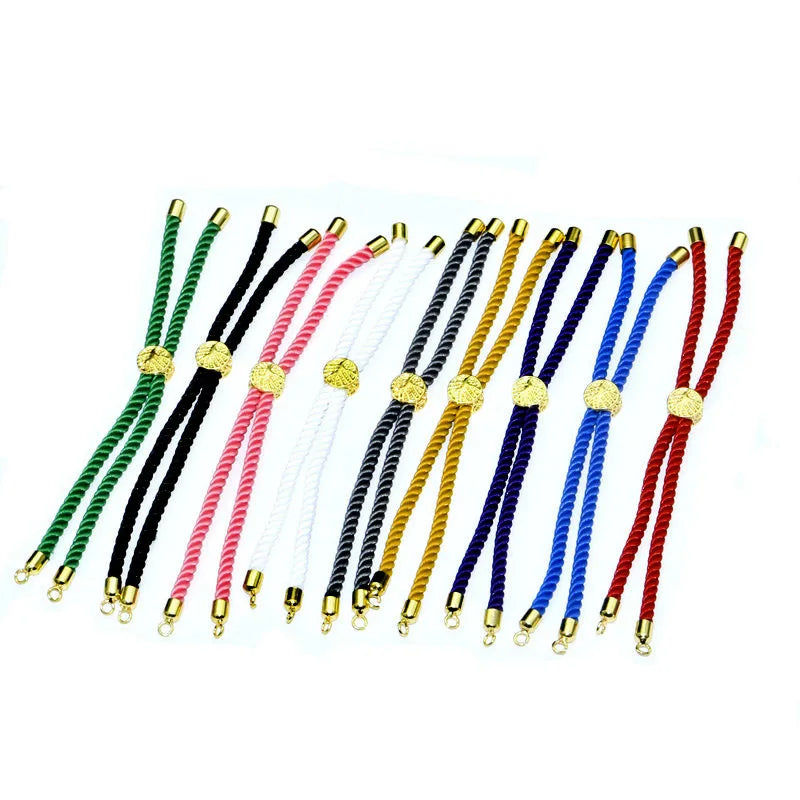 Hot Sell Double Rope Nylon Twist Braided Rope 10cm Thread With Gold Color Tree of Life Flexible Clasp Charm Cord Bracelet Chain