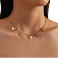 Gold Plated Tassel Tiny Butterfly Choker Necklace for Women Fashionable Trendy Link Chain for Party Gift