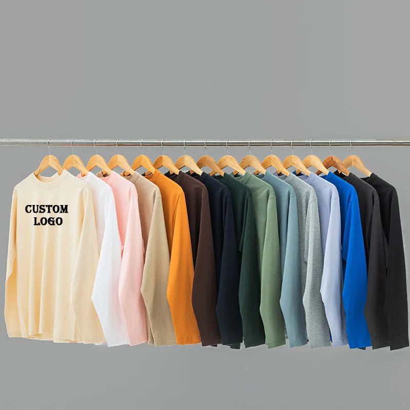 Clothing Manufacturers Custom logo Cheap Print 100% Cotton Embroidery Unisex Women Plain Long Sleeve t Shirts for Men
