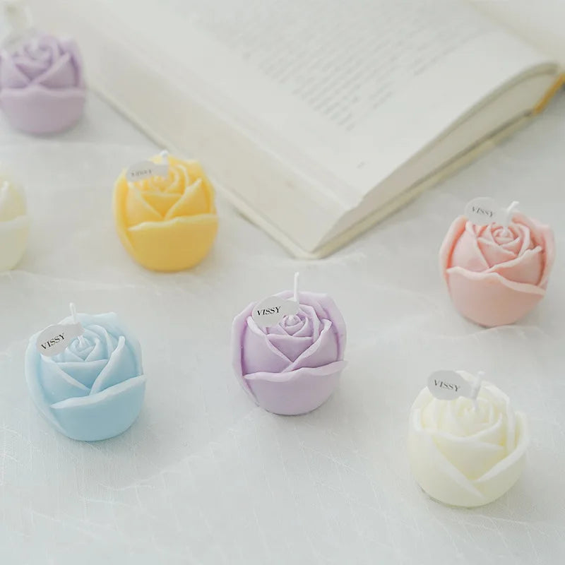 Home Fragrance Gift Simulation Paraffin Wax Pink Rose Shaped Scented Candle