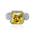 925 Sterling Silver Yellow Princess Cut Cubic Zirconia CZ Promise Engagement Ring