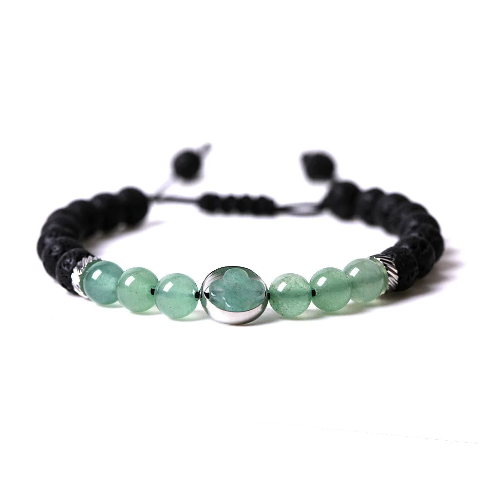 Wholesale Natural Green Aventurine Lava Rock Stone Healing Essential Oil Diffuser Stretch Cross Beaded Bracelets for Trendy