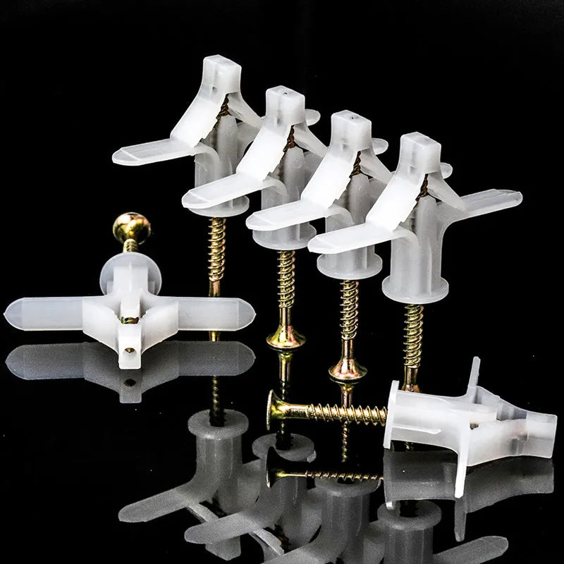 Plastic White Aircraft Toggle Anchor Expansion Wall Plug Drywall Anchors with Screw High Load Capacity Bright Finish