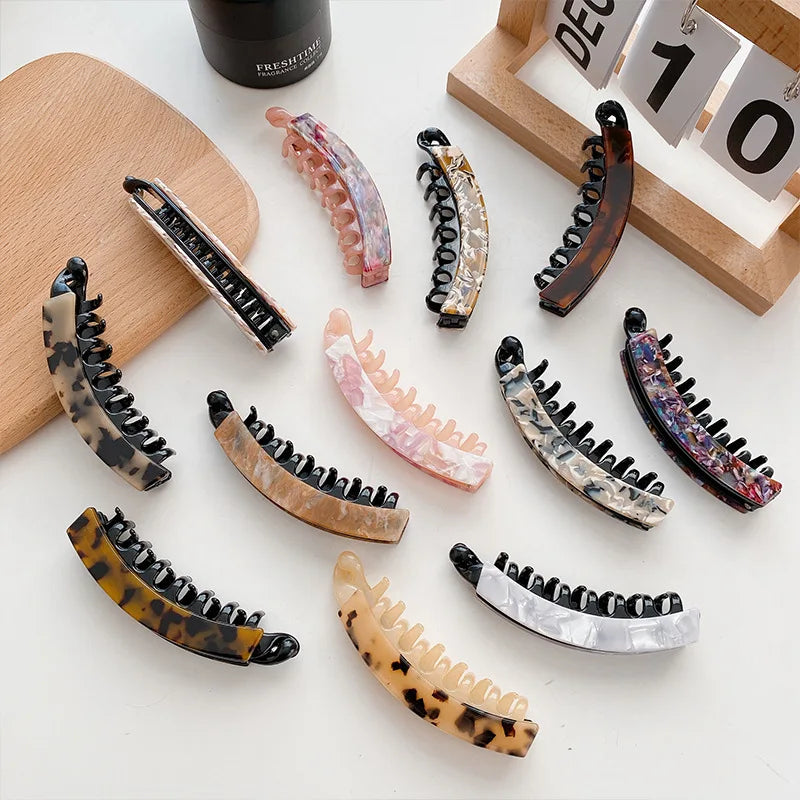 DOWELL Korean Ponytail Women Retro Acetate Hair Banana Clip