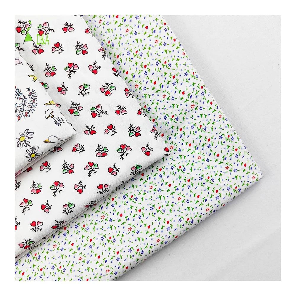Customized 100% Cotton Woven Plain Print Poplin Fabric NO MOQ for Spring and Summer Girls' Dresses and Shirts