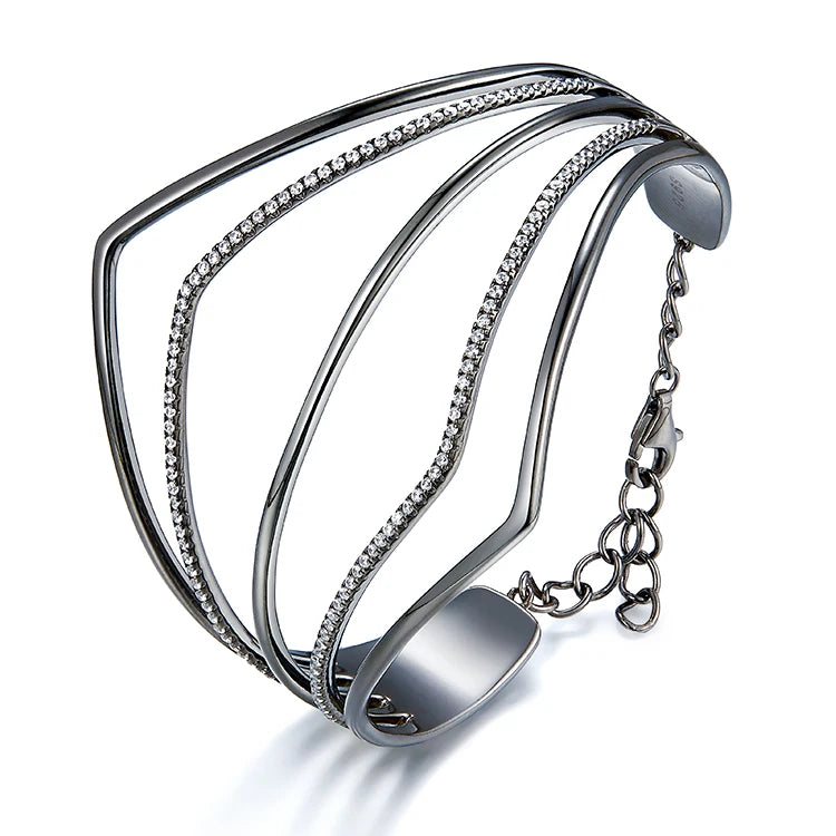 Fashion Jewelry Bracelets Bangles Gift Multilayer Adjustable 925 Sterling Silver Bangle