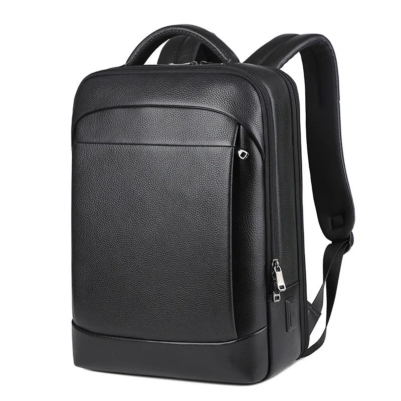 Factory Wholesale Men's Large Capacity Leather Business Backpack Waterproof Cross-Border Cowhide Genuine Leather Laptop Backpack