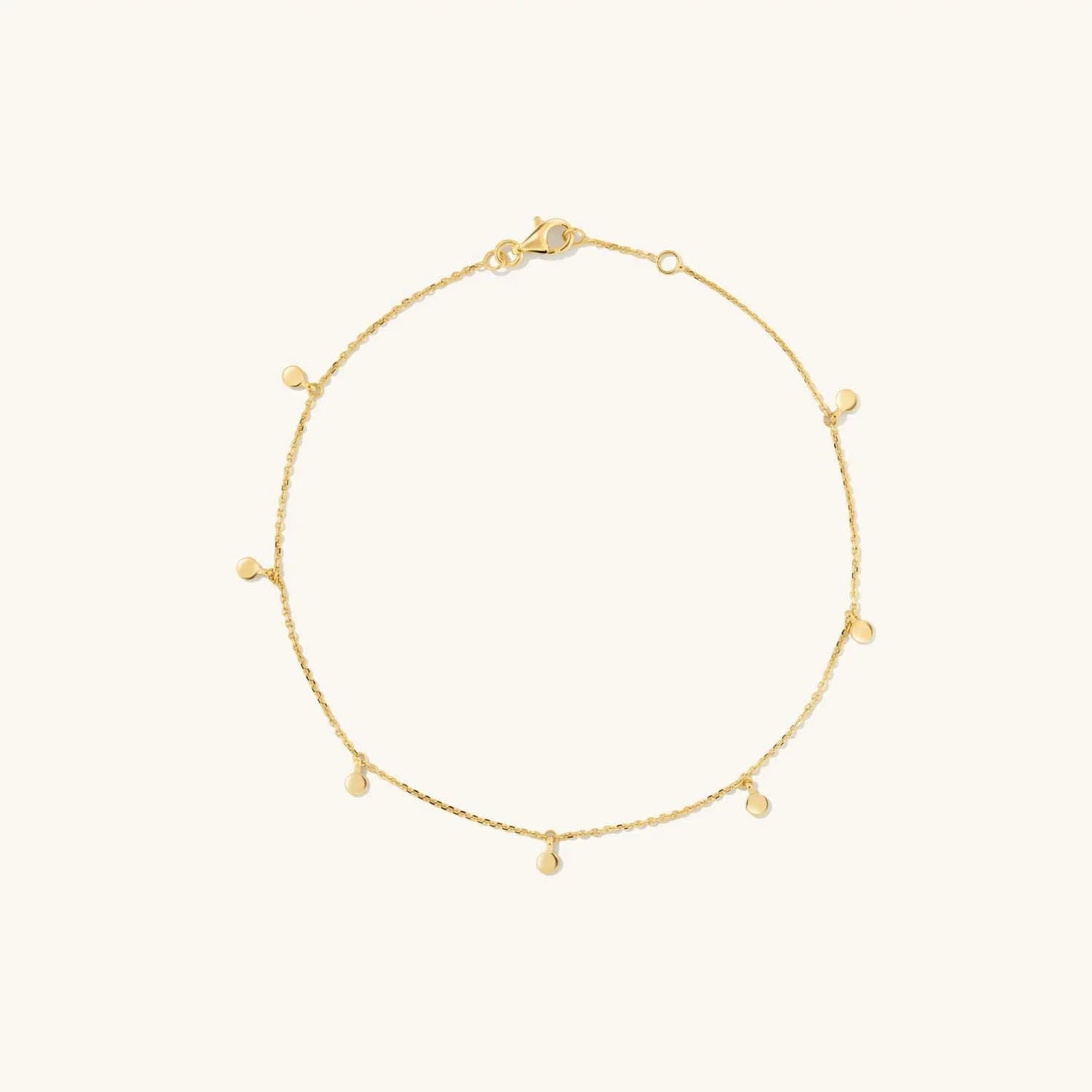 LOZRUNVE Minimalist Plain Silver 925 Dot Disc Chain Charm Anklet Women 18k Gold Plated