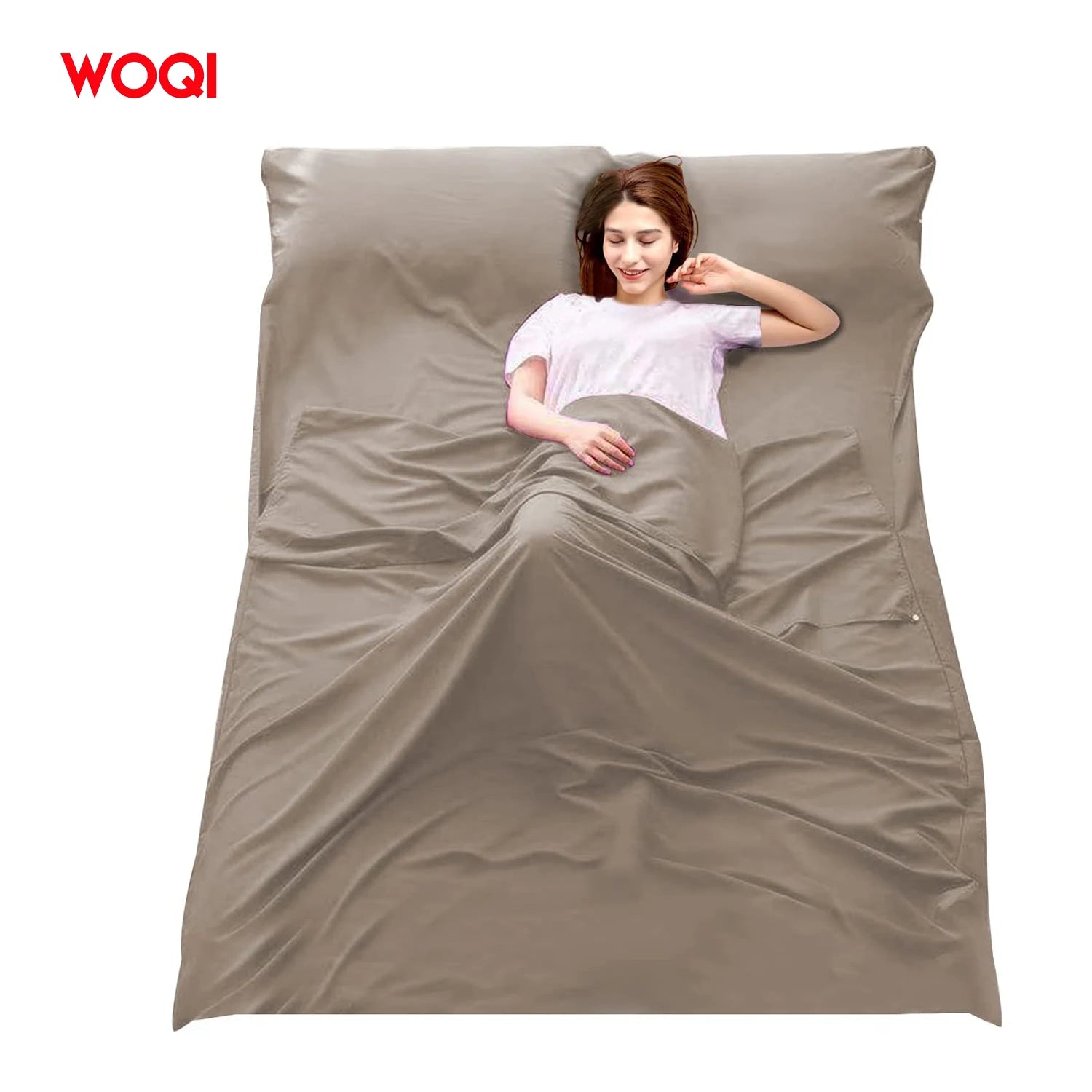 WOQI Soft Lightweight  Washable Sleeping Bag Liner Breathable Travel and Camping Sheet