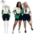 Think 2025 Fall Women's Y2K Casual Outfits Crop Jacket Joggers Shorts Two Piece Set 2025 Women's Crop Jacket Joggers Shorts Two MegaBDM