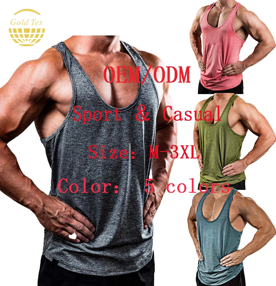High Quality Custom Logo Men's V Neck Tank Top Wholesale Sporty Breathable Gym Sports Clothing